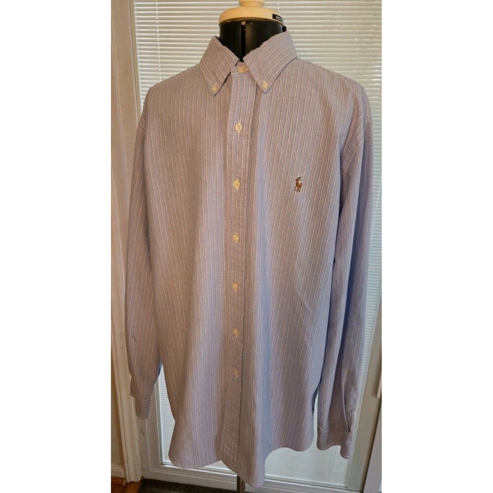 Vtg Polo by Ralph Lauren Men's Button-Down Oxford Shirt Classic Fit Blue Size L